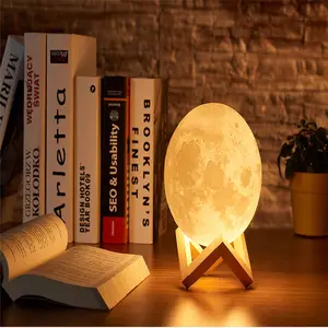 Dimmable Touch Control LED Night Light 3D Printing Moon Lamp For Home Decor
