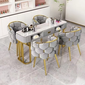 2026 Hot Sale Modern Eco-Friendly White Gold Gray Wood Manicure Table Salon <b>Nail</b> Spa <b>Desk</b> Dust Collector <b>Nail</b> Technician Work - Product Image 3