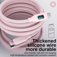 Nuevo Cable de Carga Rápida USB-C a USB-C con Pantalla LED Digital de 60W, Cable de Carga de Silicona con Cobre Puro para Teléfonos Móviles y Computadoras