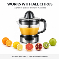 Presse-citron électrique Presse-agrumes 40W 0.7L Presse-agrumes à grenade orange Carafe transparente 2 cônes pour la maison