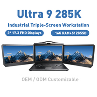 Estación de Trabajo Plegable de Pantalla Triple de 17.3 Pulgadas, Ultra9-285K, 16 GB, 512 GB, Sistema Móvil Industrial de Alto Rendimiento, Windows/Linux Opcional