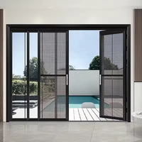Porte coulissante moderne sur mesure en aluminium et verre, double vitrage insonorisé PD/PT, ultra-étroite, à double ouverture, pour balcon et espaces intérieurs ouverts