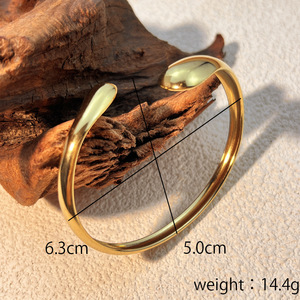 Đơn giản thép không gỉ nước thả hình Cuff Bangles đối với phụ nữ 18K Vàng Punk hình học mở vòng đeo tay trang sức quà tặng (BL150) - Product Image 5
