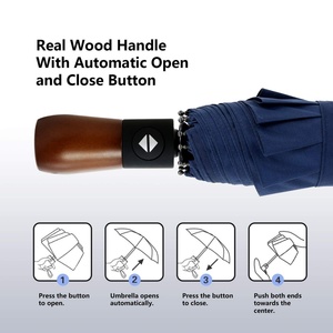 2025 Manufacturer Wholesale New 3d Design Luxury Wooden Handle Custom Umbrella logo Printing 3 Folding Umbrella Adults Windproof - Product Image 5