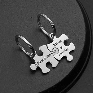 Bộ Móc Khóa Mặt Dây Chuyền Hình Mảnh Ghép Của Anh Ấy Và Cô Ấy Ngày Valentine Móc Khóa Đóng Dấu Cặp Đôi Cá Tính - Product Image 3