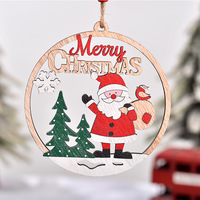 CJH Pendentif de Noël en bois écologique Gravé à la main Décoration suspendue pour vieil homme Décorations de Noël festives