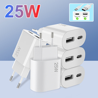Custom logo Smartphone Plug 25W USB-lader 2-poorts A+C 25W Supersnelle Lader Type-C PD 25W USB-C Power Adapter
