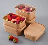 Contenants alimentaires jetables en papier kraft compostables en vrac pour salades, préparation de repas, et stockage de plats à emporter pour la restauration