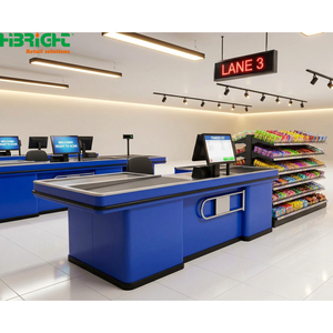 Gray Wood Grain <b>Checkout</b> <b>Counter</b> Retail Cashier Desk POS Reception <b>Counter</b> for Store - Product Image 4
