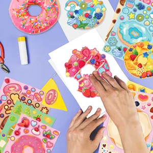 9 tấm bánh rán xử lý và kẹo Sticker Donut đề can DIY cupcake món tráng miệng dán cho trẻ em sinh nhật Nguồn cung cấp bên