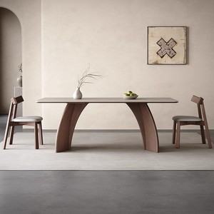 Juego de Mesa de Comedor de Mármol Minimalista Nórdico con Sillas de Madera de Nogal, Muebles Modernos para el <span class=keywords><strong>Hogar</strong></span> de 6 Plazas para Comedor - Product Image 2