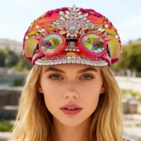 Chapeaux de Capitaine Steampunk Arc-en-ciel à Paillettes pour Festival Burning Man, Vente en Gros, MOQ 3