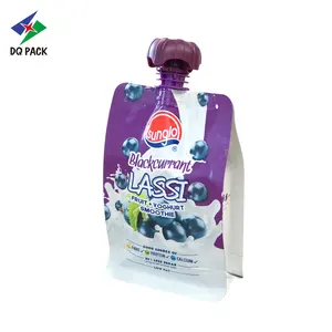 DQ gói biểu tượng tùy chỉnh Hot sinh thái thân thiện Túi đáy phẳng đứng lên Spout Pouch Túi chất lỏng đồ uống bao bì hút vòi phun Túi