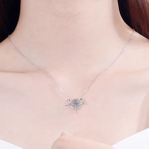 Moissanite Necklace <b>Women</b> S925 <b>Sterling</b> <b>Silver</b> Collarbone <b>Chain</b> Smiley Necklace Fashion Simple actory WholesaleF - Product Image 2