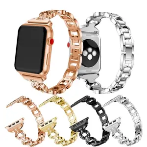 女士手链金属链表带苹果手表水晶水钻钻石8形不锈钢表带