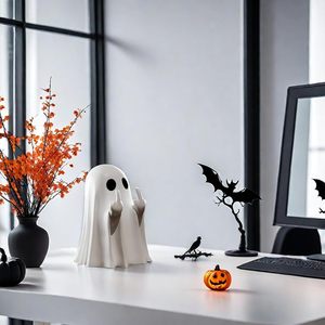 Figura de Resina de Fantasma de Halloween, Diseño Artístico de Animal Pintado a Mano para Decoración del Hogar y Regalos - Product Image 3