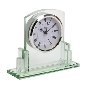 Relógio de vidro cristal Jade personalizado do fabricante Noble, decoração de escritório com tema esportivo, logotipo feito sob medida, prêmio de troféu feito à mão