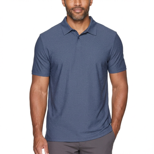 Men's <b>Blue</b> Short Sleeve <b>Polo</b> <b>Shirt</b> 100% Cotton Pique Knitted Casual Solid Color Breathable Regular Fit - Product Image 1