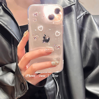 Coque transparente pour iPhone 14 avec strass en forme de cœur, style coréen, pour iPhone 16, pour femmes, pour 15 Pro Max, 14 Plus, 13, 17