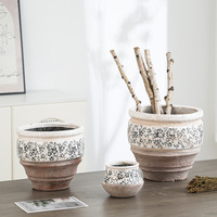 FANGSHENG Vente en gros de pots à fleurs en céramique vintage chinois, grand vase en porcelaine bleu et blanc, ensemble d'objets décoratifs