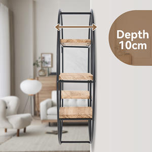 Decorative <b>Wall</b> Mounted Waterproof Space-Saving <b>Storage</b> Shelf Multipurpose Home Organizer Wooden Metal Bathroom/Living Room - Product Image 6