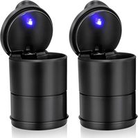 Cendrier de voiture LED portable avec porte-gobelet, couvercle anti-odeur, doublure en acier inoxydable pour véhicule, camion, SUV, logo personnalisé