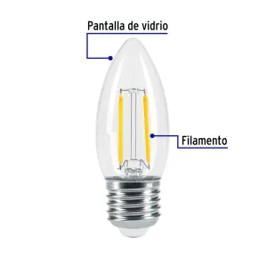 BOX 2 Faretto a filamento LED 3 W, candela, luce ambra 2700K, E26, VOLTECK - Product Image 2