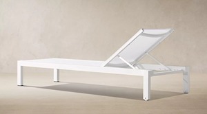 Custom White Powder Coated Aluminum <b>Outdoor</b> <b>Chaise</b> <b>Lounge</b>, Adjustable Backrest Patio Sun Lounger with Mesh Fabric for Poolside - Product Image 4