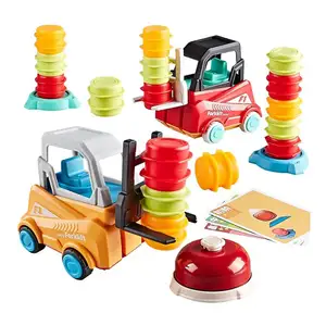 Forklifts frantically challenge Montessori educational toys stacking toys to broaden the mind game