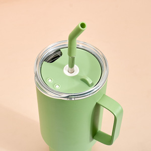 Vaso Térmico de Acero Inoxidable Estilo Europeo de 40 oz con Asa y Pajita, 6 Colores, para Uso en Coche - Product Image 5