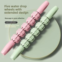 Bâton de massage portable en plastique écologique et acier inoxydable, à picots en forme de dents de loup, pour la relaxation musculaire et la récupération après le yoga