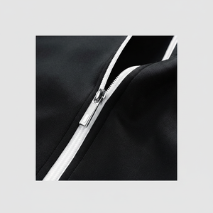 full <b>zip</b> jacket and pants <b>black</b> and white tracksuit set men slim fit training suit gym wear full <b>zip</b> jacket and pants - Product Image 1