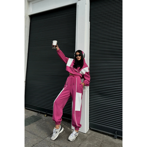 Conjunto Deportivo de Nailon Transpirable y Resistente al Viento Color Fucsia, Ropa Deportiva de Invierno con Capucha, Logotipo, Tallas Grandes, Estampado de Maternidad, Lavado al Aire - Product Image 3