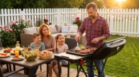 Barbecue au gaz portable réglable en acier de style coréen moderne personnalisé avec plaque de cuisson pour une utilisation en extérieur