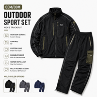Veste coupe-vent et pantalon cargo tactiques personnalisés avec logo OEM pour hommes, noir et olive, multi-poches zippées, vente en gros pour marques