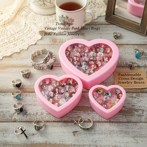 Trending Vintage Punk cuore anelli Boho gioielli di moda per le donne vendita calda all'ingrosso da moda Cross Design scatole di gioielli - Product Image 2