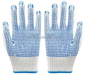 China Großhandels preis Sicherheit/Arbeit/Arbeits handschuh Industrie/Bau/Working Guante PVC Gepunktete/Punkte Baumwolle Strick handschuhe - Product Image 2