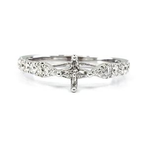 Livraison Rapide, Conception Personnalisée, Haute Qualité, Bagues de Fiançailles Semi-Montées en Or Blanc Massif 18 carats avec Diamants Réels SI 1~2, pour Mariage et Fêtes - Product Image 1