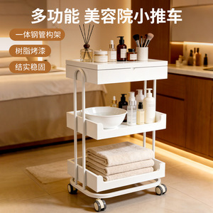 Salon <b>Trolley</b> 3 Layers White Movable Storage Rack For Beauty <b>Tools</b> And Instruments - Product Image 2