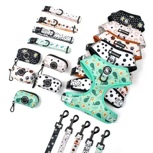 2023 Pet Nguồn cung cấp Neoprene không kéo khai thác cho chó tùy chỉnh sang trọng vật nuôi Phụ KiệN Cổ Áo Dây Xích Điều chỉnh Dog Harness vest Set