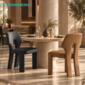 Custom Restaurant Furniture Round Travertine <b>Dining</b> Table And Creative Back <b>Dining</b> <b>Chair</b> Set - Product Image 2