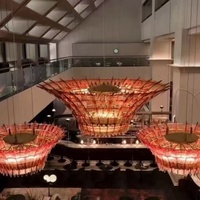 Lustre LED moderne en plumes, suspension en verre de Murano soufflé à la main avec hauteur réglable pour plafond de villa