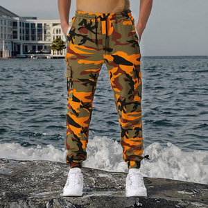 Men's New Mid Waist Canvas Cotton <b>Jogging</b> Pants Elastic Waist Spliced Camouflage Flat Front Football Training Fitness 2026 - Product Image 3
