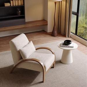 Fauteuil simple pour salon, style rétro, structure en bois, siège rembourré, confortable, pour la maison, la chambre ou le bureau - Product Image 2