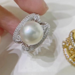 10589DIY Pearl Accessories S925 <b>Silver</b> Ring Empty Holder Fashionable 8-10mm <b>Beads</b> Decoration for Women - Product Image 2