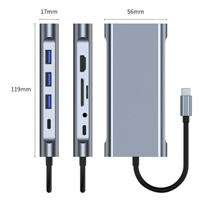 Chất lượng cao USB 3.0 máy tính xách tay Docking Station 11 trong 1 Dock kép USB C <span class=keywords><strong>HUB</strong></span> <span class=keywords><strong>Hub</strong></span> chuyển Docking Station - Product Image 4