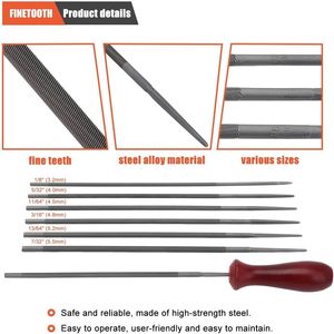 El Kit de afilado de motosierra de 8 piezas incluye limas redondas de 5/32 pulgadas de 3/16 pulgadas y 7/32 pulgadas, kit de limas planas de 6 pulgadas para afilador de motosierra - Product Image 3