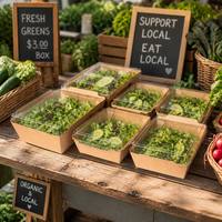 Ecologisch verantwoorde, recyclebare, voedselveilige, vetwerende kraftpapieren lunchbox voor afhaalmaaltijden, wegwerpverpakking voor fastfood met deksel