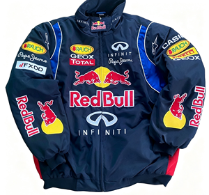 Chaqueta Bomber Azul Marino para Hombre Red Bull, Cortavientos, con Cierre, Estilo Deportivo, con Logotipo Estampado y Marca en la Manga - Product Image 4