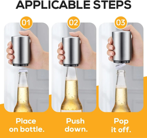 Abridor de Botellas de Cerveza Creativo de Acero Inoxidable, Abridor de Tapas Automático a Presión, Portátil, Herramienta para Cerveza para el Hogar, Picnic y Campamento - Product Image 4